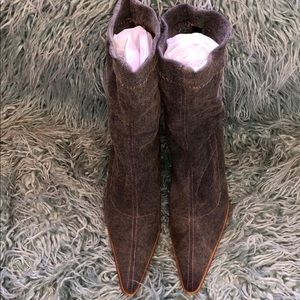 bebe Denim Stretch Fabric High Heel Boots